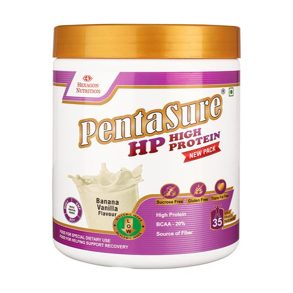 Netmeds | PentaSure HP 100% Whey Protein Powder- Banana & Vanilla Flavour 400 g