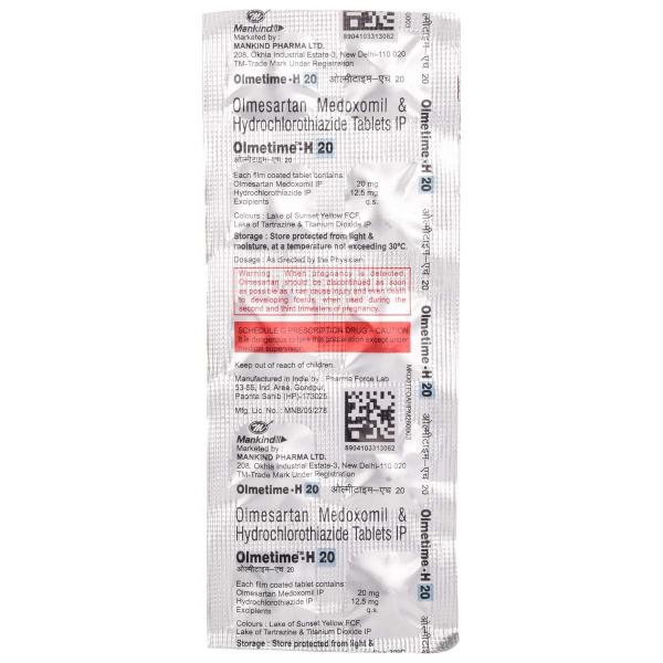 Olmetime H 20mg Tablet 10'S - Hypertension-Ang