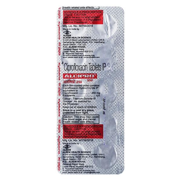 Alcipro 250mg Tablet 10'S - Bacterial Infections-Qui