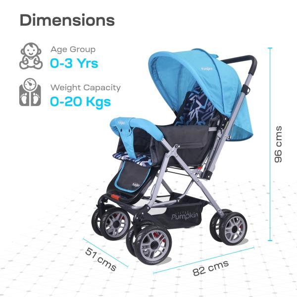 Kiddie Kingdom Stroller Stroller - Black & Blue 1's - Baby Safety