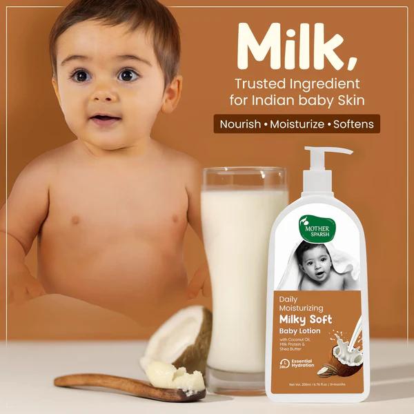 Mother Sparsh Daily Moisturizing Milky Soft Baby Lotion With Coconut Oil-Milk Protein and Shea Butter 400 ml - Creams, Lotions & Oils