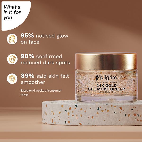 Pilgrim 24K Gold Lightweight Gel Face Moisturizer with Hyaluronic Acid & Alpha Arbutin 50 ml - Face Moisturizers