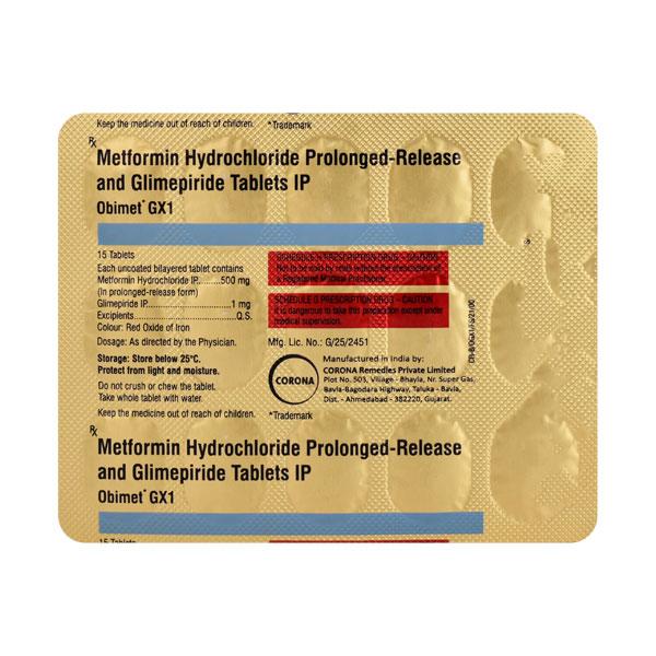 Obimet Gx1 Tablet 15'S - Diabetes-Ant