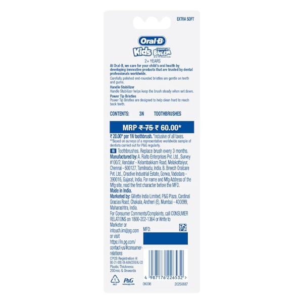 Oral B Kids Extra Soft Chhota Bheem Toothbrush (2+ Year) 3's - Toothbrushes