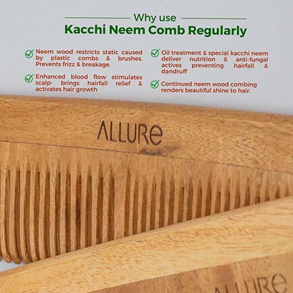 Allure Wooden Neem Comb (CD-02+CR-01) 1's - Hair Combs