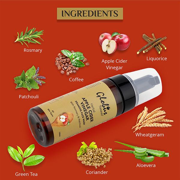 Globus Naturals Apple Cider Vinegar Deep Clean Foaming Facial Cleanser 150 ml - Face Wash & Cleansers