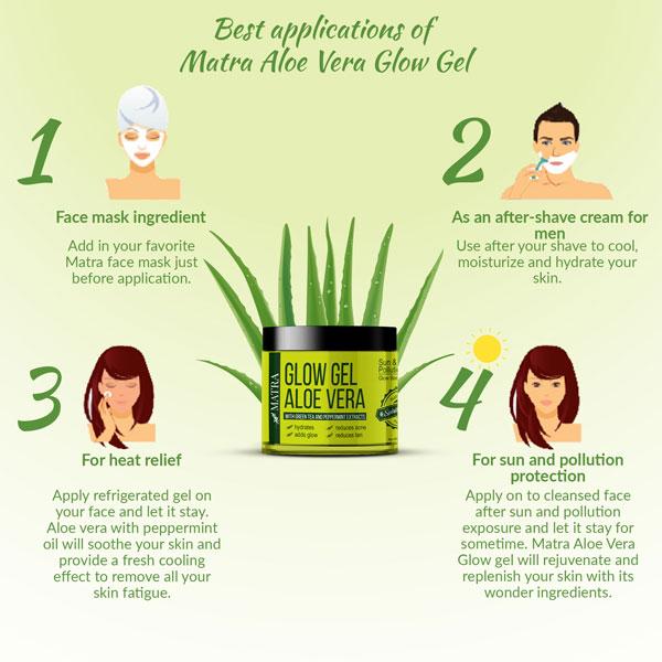 Matra Aloe Vera Glow Gel - Green Tea and Peppermint Extracts 100 gm - Face Gels