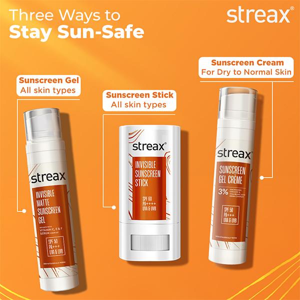 Streax Invisible Matte Gel Sunscreen SPF 50 PA+++, spf 50 , dry skin & combination skin 50 g - Face Sunscreen