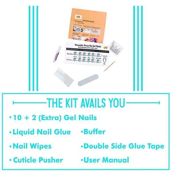 Nails On Board Handmade Press On Gel Nails- Holographic Aqua Blue Medium 50 gm - Nail Care