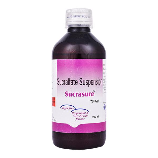SUCRASURE SUGAR FREE PEPPERMINT & MIXED FRUIT FLAVOUR Suspension 200ml - Ulcer/Reflux/Flatulence-Aaa