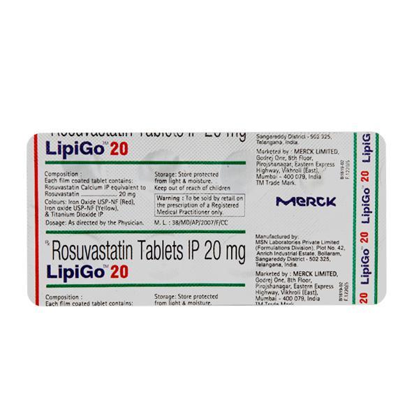 Lipigo 20mg Tablet 10'S - High Cholesterol-Dys