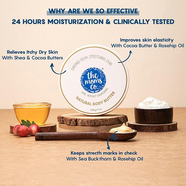 The Mom's Co. Natural Body Butter with Shea Butters, Sea Buckthorn & Roseship Oils 200gm - Body Butter
