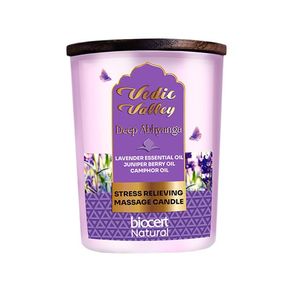Vedic Valley Lavender Stress Relieving Body Massage Candle Certified Natural 200 gm - Others