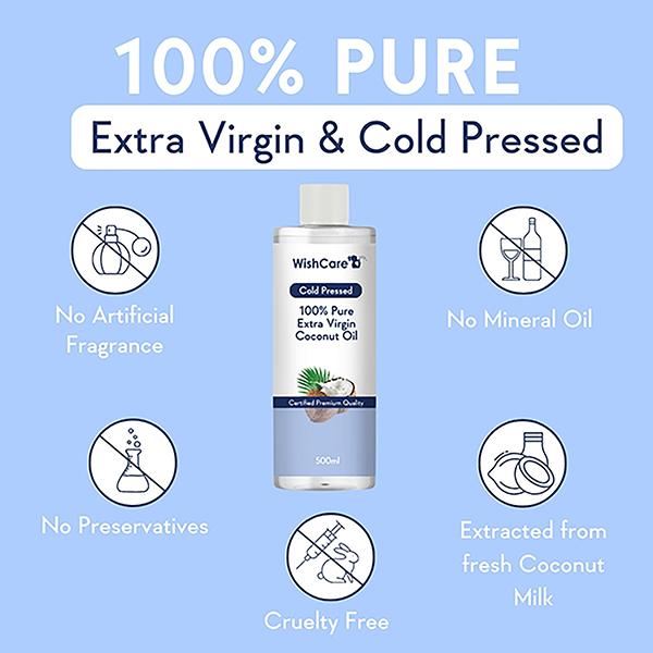Wishcare 100% Pure Unrefinded Cold Pressed Extra Virgin Coconut Oil 500 ml - Hair Oils