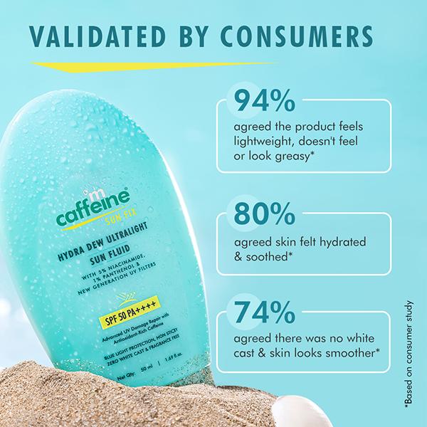 Mcaffeine Hydra Dew Ultralight Sun Fluid SPF 50 PA++++ UVA, UVB Blue Light Protection 50 ml - Body Sunscreen