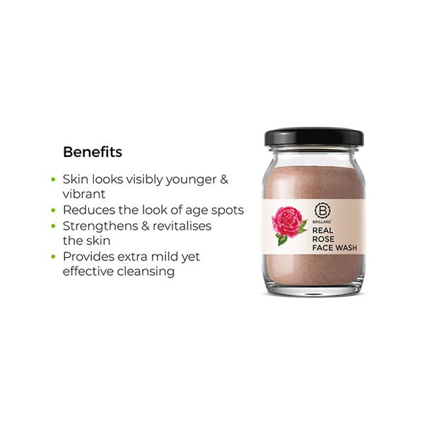 Brillare Real Rose Face Wash For Hydrated, Younger Looking Skin 45 gm - Face Wash & Cleansers