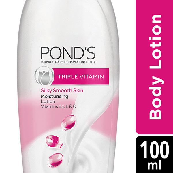 Netmeds | Pond's Triple Vitamin Silky Smooth Skin Moisturising Lotion Vitamins B3, E&C 100ml