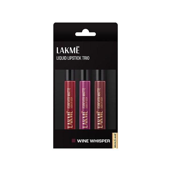 Netmeds | Lakme Liquid Lipstick Trio- Wine Whisper, Forever Matte, Light-Weight 3's