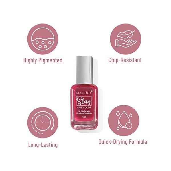 Swiss Beauty Slay Nail Color, Shade - Grey Stone 13 gm - Nail Polish