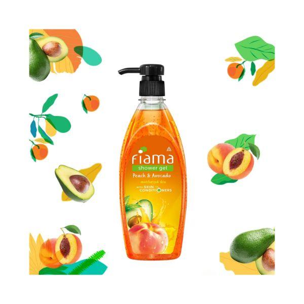 Fiama Shower Gel Peach & Avocado Body Wash with Skin Conditioners for Soft Moisturised Skin pump 500 ml - Shower Gels & Body Wash