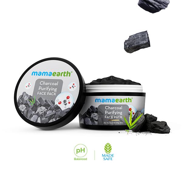 Mamaearth Charcoal Purifying Face Pack Activated Charcoal & Glycolic Acid Skin Detoxification 200 gm - Face Packs