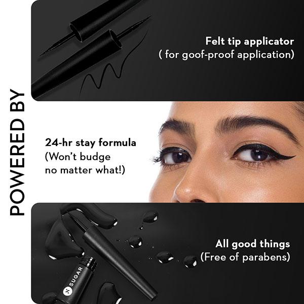 SUGAR Cosmetics Gloss Boss 24HR Eyeliner - 01 Back In Black (Black) 2.5 gm - Eyeliners