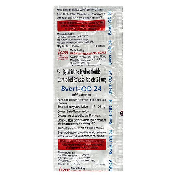 Bvert OD 24mg Tablet 10'S - Vertigo-Ant
