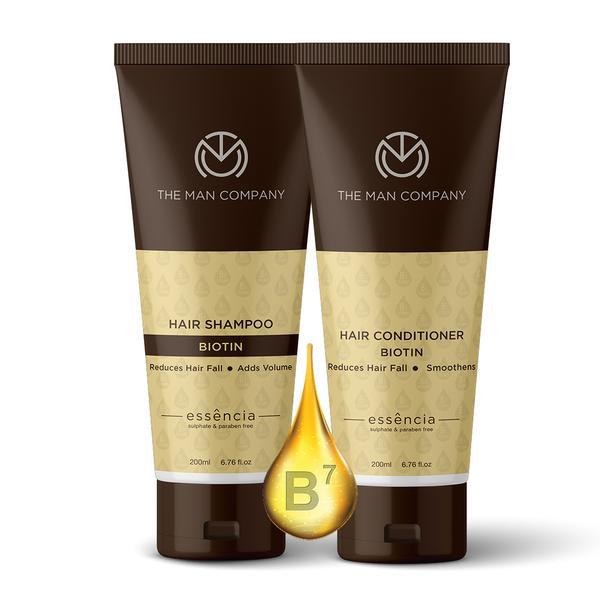 Netmeds | The Man Company Biotin Shampoo and Conditioner with Bhringraj Powder, Shikakai & Rice Extract 400 ml