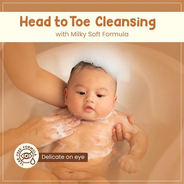 Mother Sparsh Daily Moisturizing Milky Soft Head to Toe Baby Wash With Coconut Oil-Milk Protein and Shea Butter 400 ml - Baby Body Wash