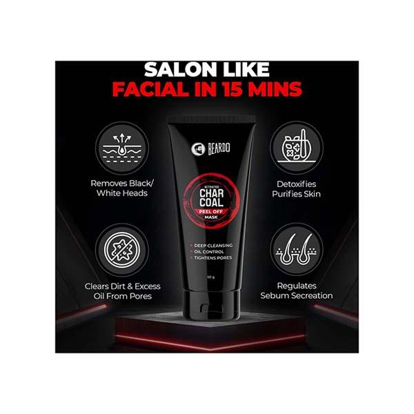 Beardo Activated Charcoal Peel Off Mask 50 gm - Masks & Peels