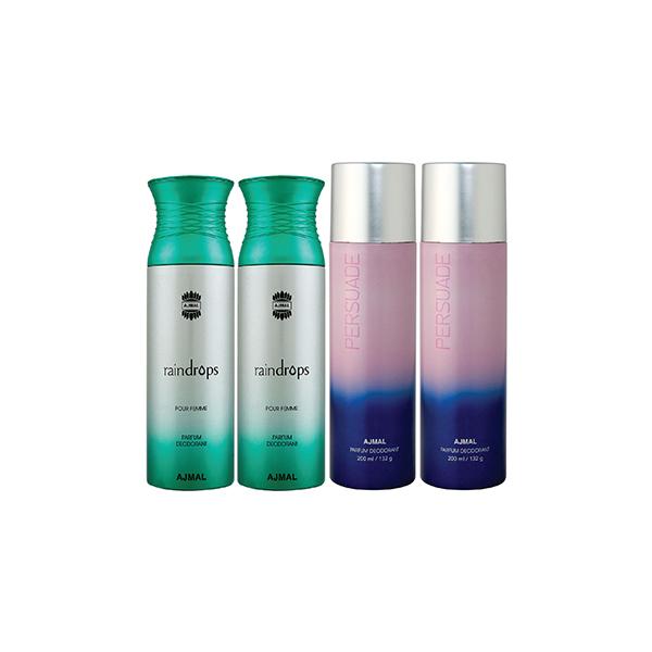 Ajmal 2 Raindrops Femme And 2 Persuade Deodorants Pack of 4 200 ml - Deodorants/Roll-Ons