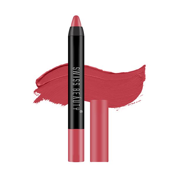 Netmeds | Swiss Beauty Stay On Lip Crayon Lipstick - (10 Pink Up) 3.5gm