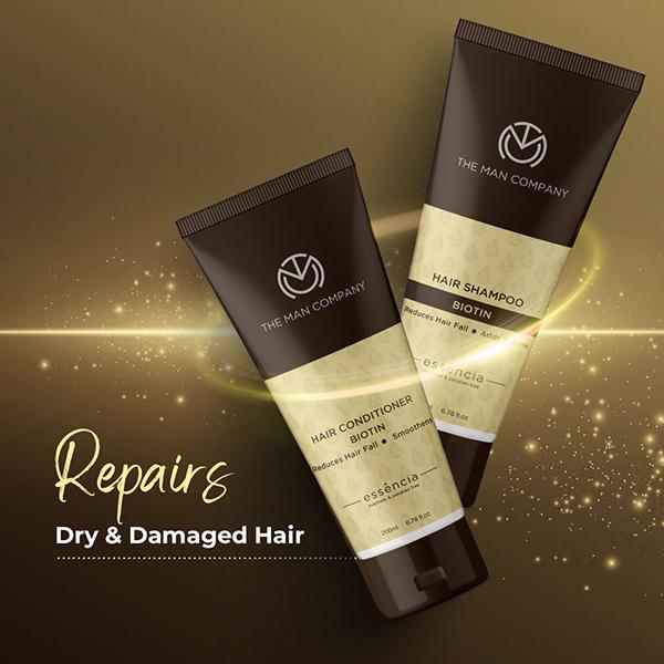 The Man Company Biotin Shampoo and Conditioner with Bhringraj Powder, Shikakai & Rice Extract 400 ml - Shampoos