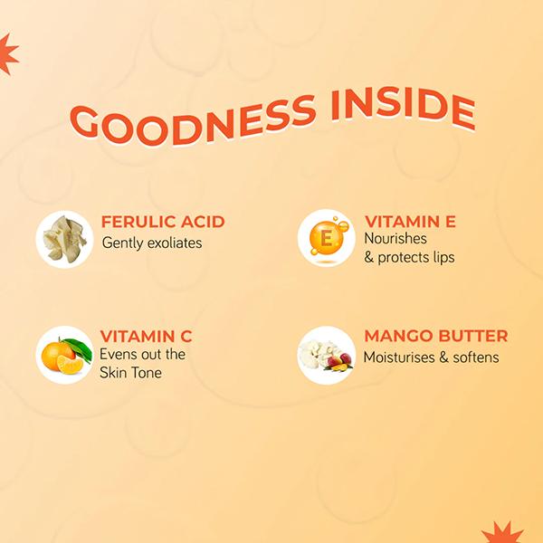 Moody Vitamin C Brightening Lip Scrub Balm with Mango Seed Butter & Turmeric 15 gm - Lip Scrubs