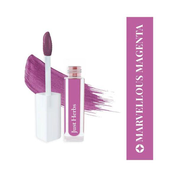 Just Herbs Ayurvedic Matte Liquid Lipstick with Long Lasting, Hydrating,Marvellous Magenta 2ml - Liquid Lipsticks