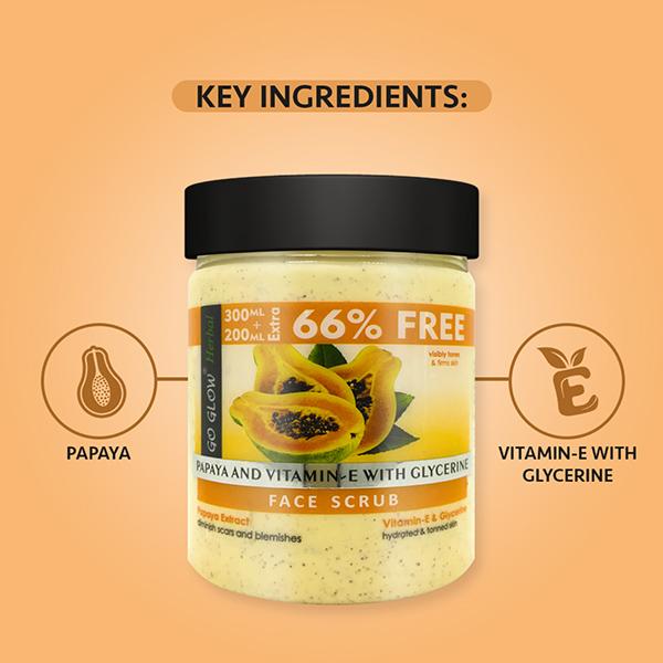 Berina Go Glow By Berina Papaya & Vitamin E with Glycerine Face Scrub 500 ml - Face Scrubs