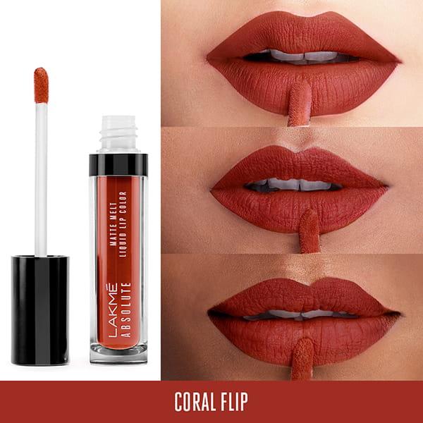 Lakme Absolute Matte Melt Liquid Lip Color Coral Flip 6 Ml - Liquid Lipsticks