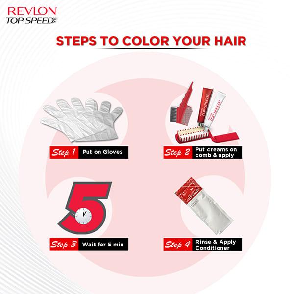 Revlon Top Speed Ammonia Free Hair Color Woman-70 Natural Black (40gm+40gm+15ml) 1's - Crème
