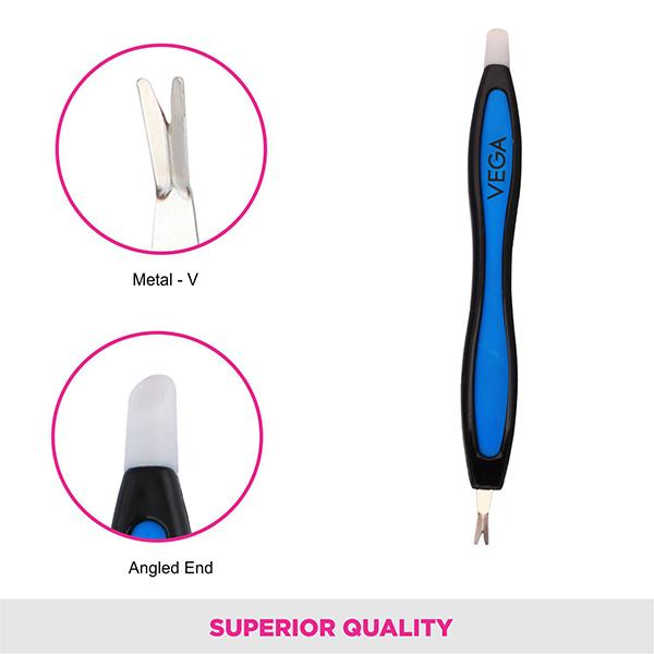 Vega Soft Touch Cutical Trimmer and Pusher, Black, Blue 2's - Tweezers