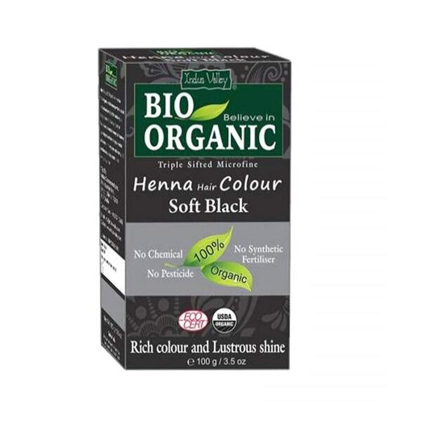 Indus Valley Bio Organic Herbal Henna Hair Colour Powder - Soft Black 100 gm - Personal Care (Ayush)