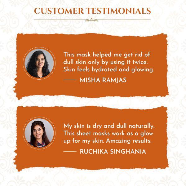 Khadi Essentials Ayurvedic Vitamin C & Hyaluronic Acid Serum Sheet Mask For Spot Removal & Hydrated Skin (Pack of 3) 100 gm - Sheet Masks