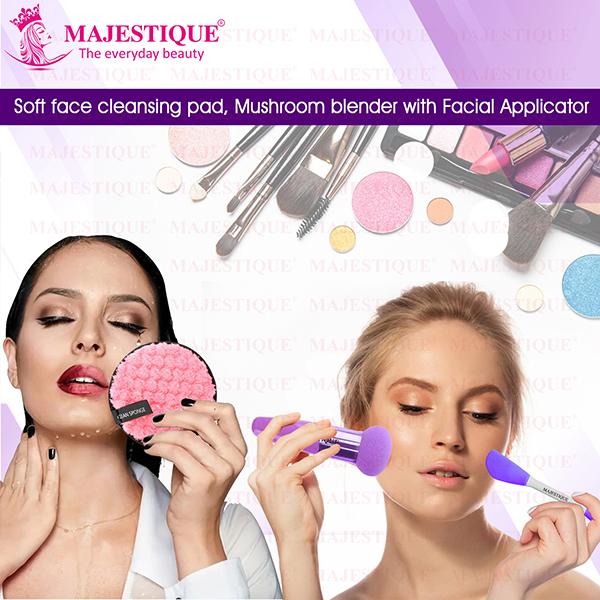 Majestique Face Cleansing Pad, Mushroom Blender and Facial Applicator - 3Pcs/Multicolor 1's - Facial Wipes & Tissues