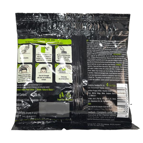 Indica Easy 10 Minutes Shampoo Based Hair Colour - 1 Natural Black 25 ml - Sachet/Shampoo