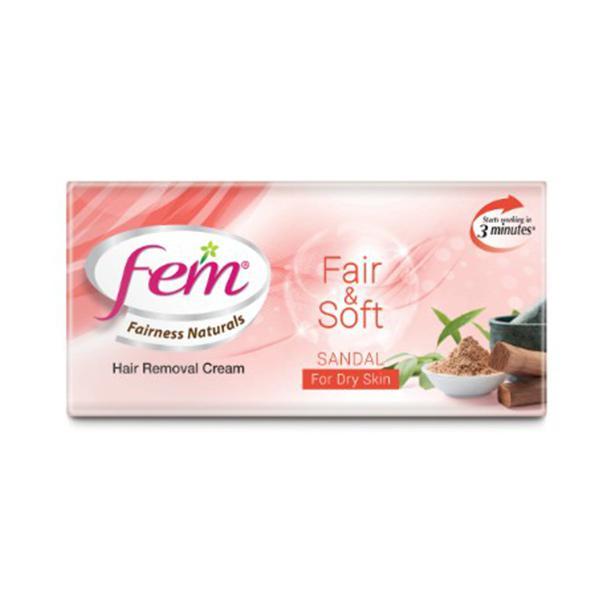 Netmeds | Fem Fairness Naturals Fair & Soft Hair Removal Cream for Dry Skin - Sandal 40 gm