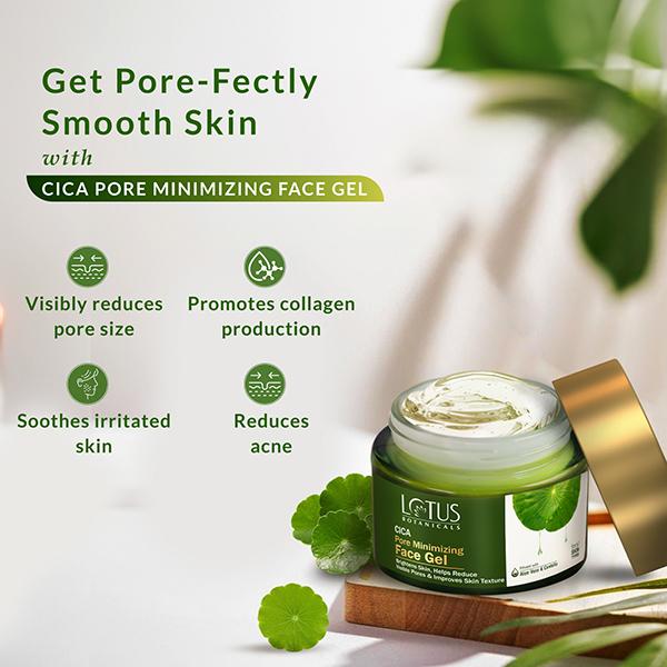Lotus Botanicals CICA Pore Minimizing Face Gel, Minimize Acne Breakouts, All Skin Types 50 gm - Face Moisturizers