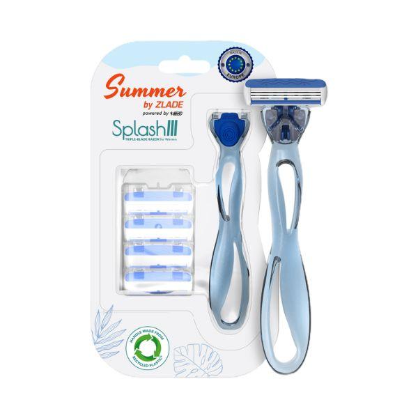 Summer By Zlade Splash III Triple-Blade Hair Removal Razor For Women - 1 Handle + 4 Cartridges 1s - Shaving & Hair Removal
