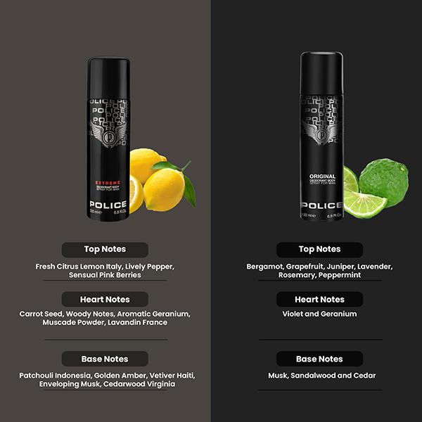Police Extreme Deodorant Spray 200ml + Original Deodorant Spray 200ml 2's - Men Deodorants/Roll-Ons