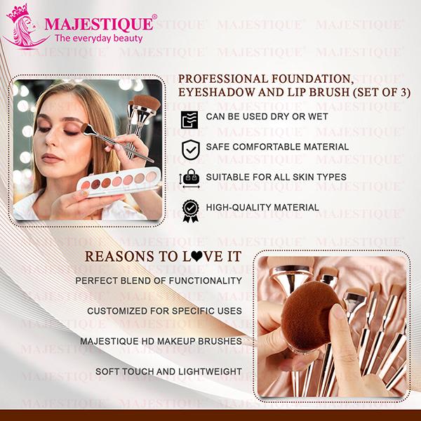 Majestique Foundation, Eyeshadow, and Lips, Professional Makeup Brush Set, Luminous HD Brushes 1's - Face Brush