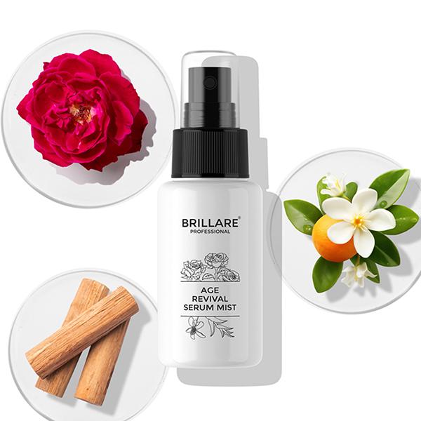 Brillare Professional Age Revival Natural Face Toner with Hyaluronic Acid, Rose and Sandalwood 50 ml - Toners