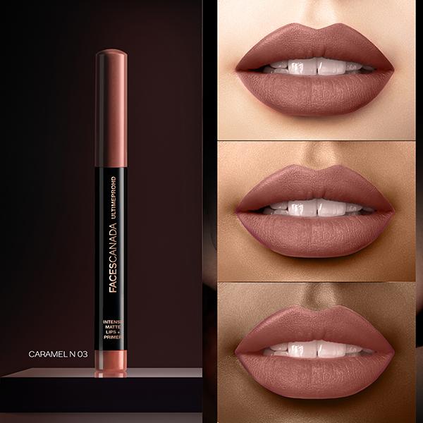 Faces Canada Ultime Pro Hd Intense Matte Lips + Primer - Caramel N03, 9Hr Long Stay 1.4 gm - Lip Crayons